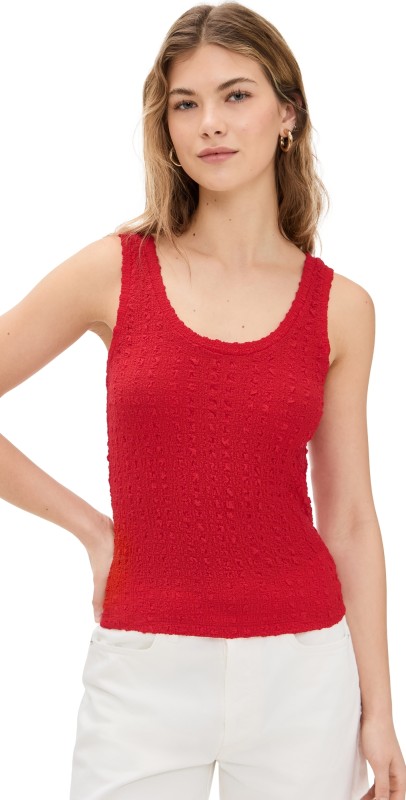Enza Costa Puckered Tank Red