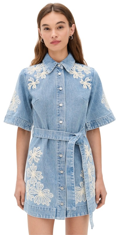 ALÉMAIS Charlene Denim Mini Dress Light Wash