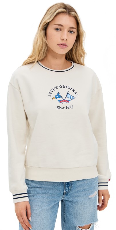 Levi's Graphic Heritage Sport Crew Sweatshirt Crew Regatta Flags Egret