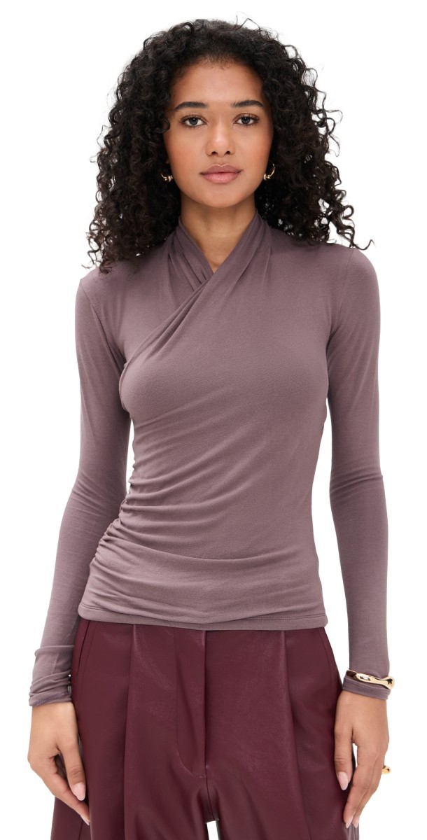 Vince Fixed Wrap Top Smoky Berry