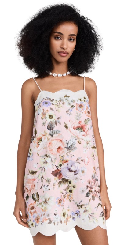 Zimmermann Acacia Scallop Mini Dress Pink Floral