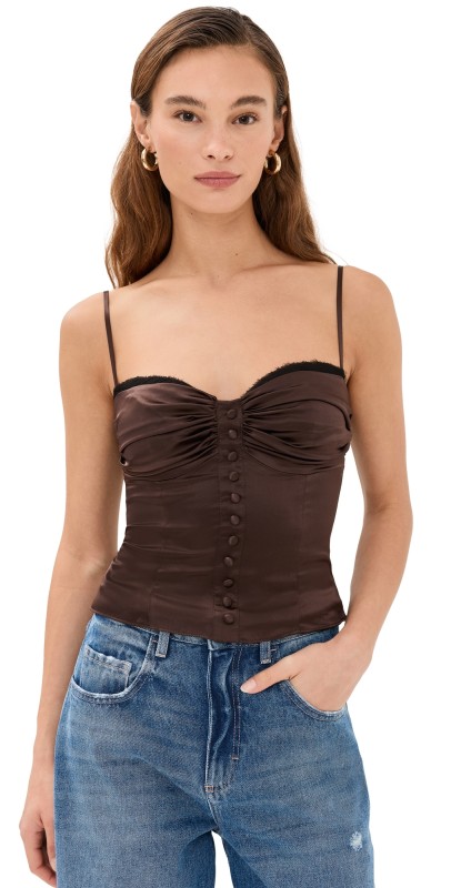 Reformation Ursula Silk Top Black Bean
