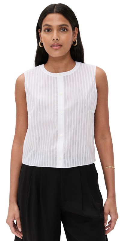 Theory Sleeveless Button Down Shell Nocturne Navy