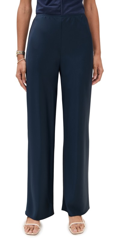 Reformation Gale Satin Mid Rise Bias Pants Midnight