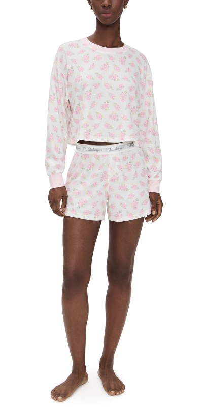 PJ Salvage Boyfriend Boxer Pajama Set Ivory