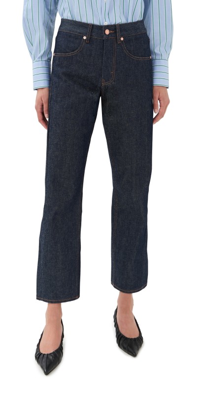 Bite Studios Curved Cotton Denim Jeans Dark Blue