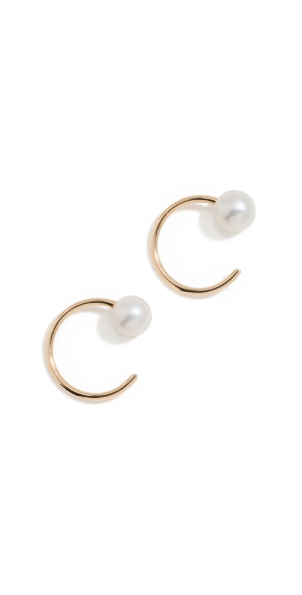 Zoe Chicco 14k Gold Reversible Pearl Huggie Hoop Earrings 14k Yellow Gold