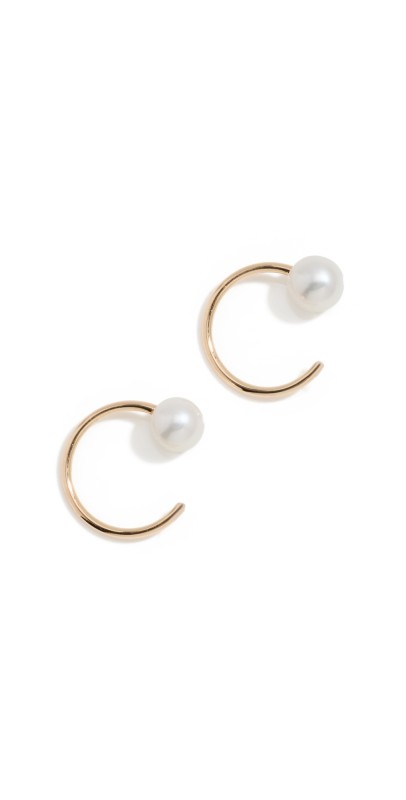 Zoe Chicco 14k Gold Reversible Pearl Huggie Hoop Earrings 14k Yellow Gold