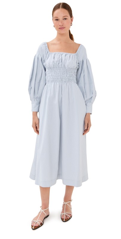 Altuzarra Josie Dress Dove Grey Banker Stripe