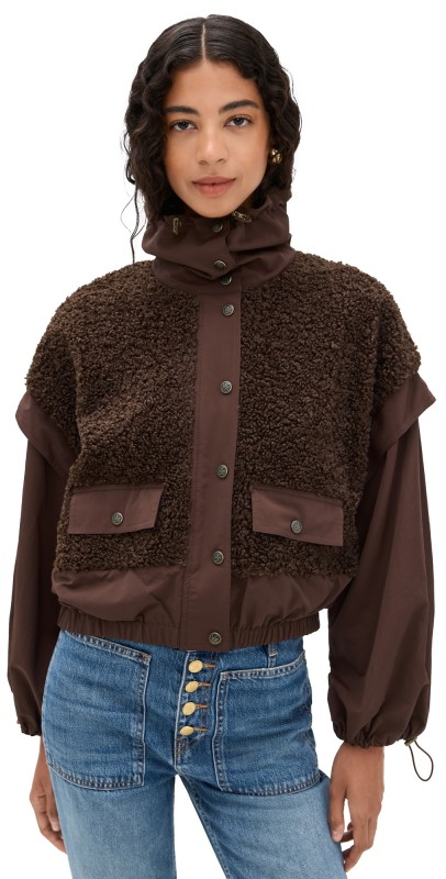 Ulla Johnson Aidan Teddy Fleece Jacket Onyx
