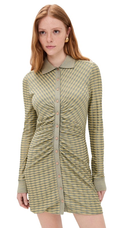 Ramy Brook Ivette Dress Olive Green Scallop