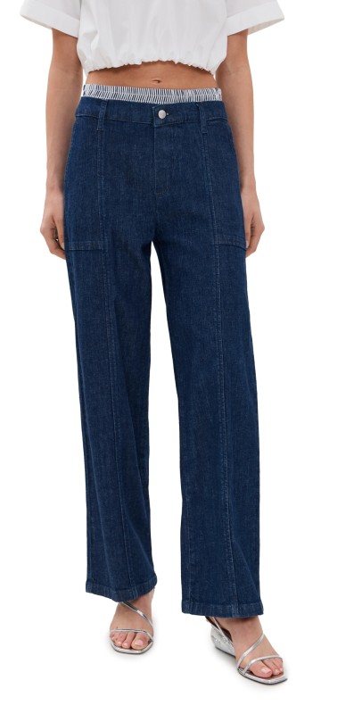 SIMKHAI Kori Straight Leg Cargo Pants Indigo Stripe Multi