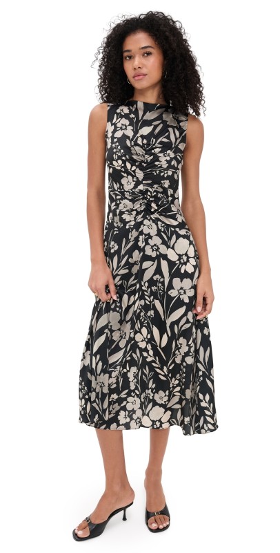Shoshanna Rosetta Dress Jet/Ecru