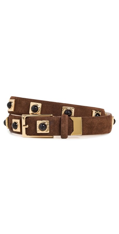Aureum No. 2 Chocolate Suede Studded Belt Chocolate