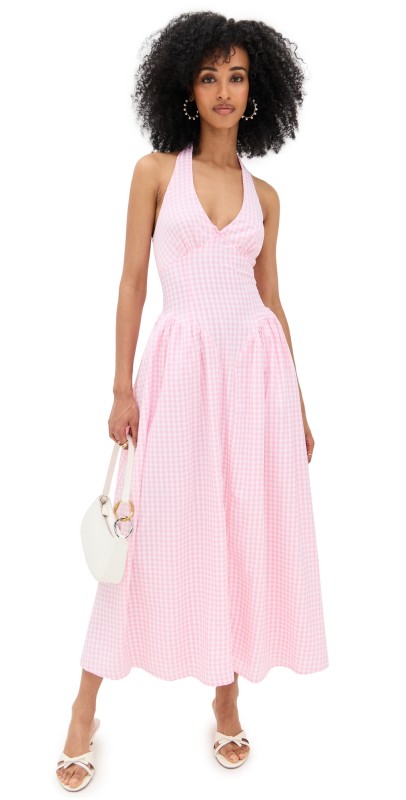 Runaway the Label Alicia Midi Dress Pink Gingham