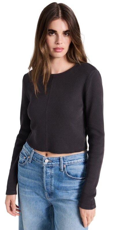 Madewell Waffle Long Sleeve Tee Coal