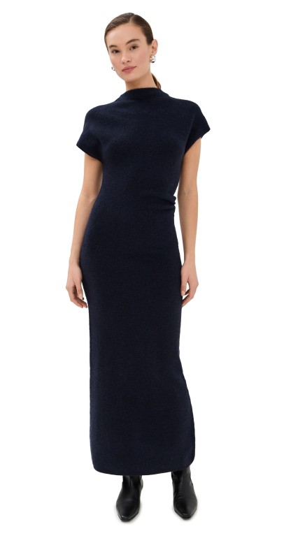 Proenza Schouler Abie Dress In Clean Boiled Wool Navy