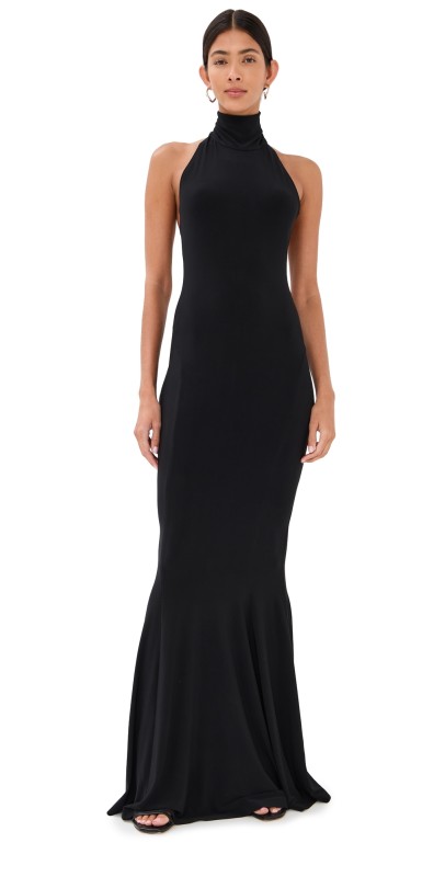 Norma Kamali Halter Fishtail Gown Black