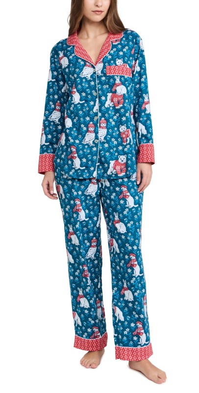 Printfresh Long Pajama Set Bundled Up/Navy