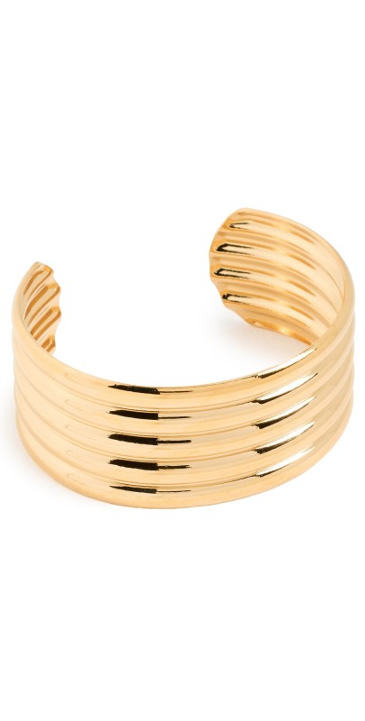 By Adina Eden Solid 5 Ridged Bangle Bracelet Gold