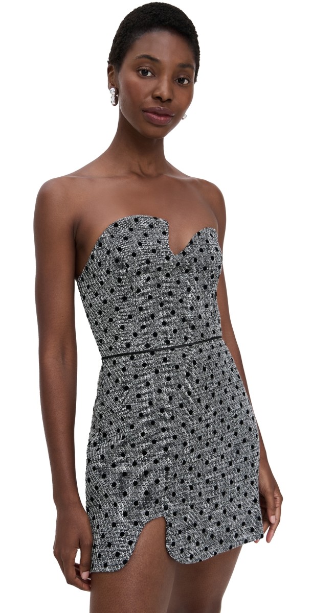 Amanda Uprichard Puzzle Strapless Mini Dress Black White