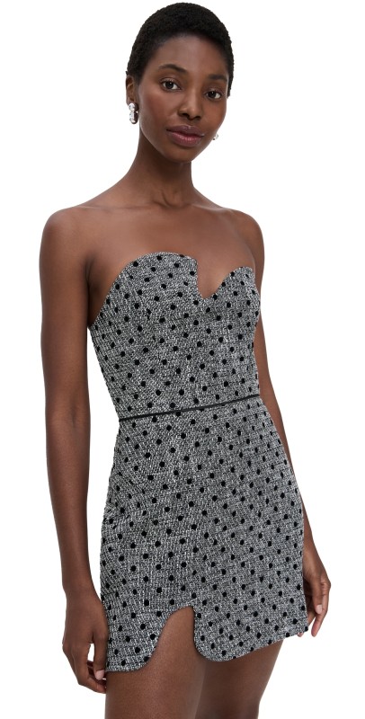 Amanda Uprichard Puzzle Strapless Mini Dress Black White