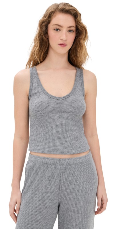 perfectwhitetee Hazel Waffle Tank Heather Grey