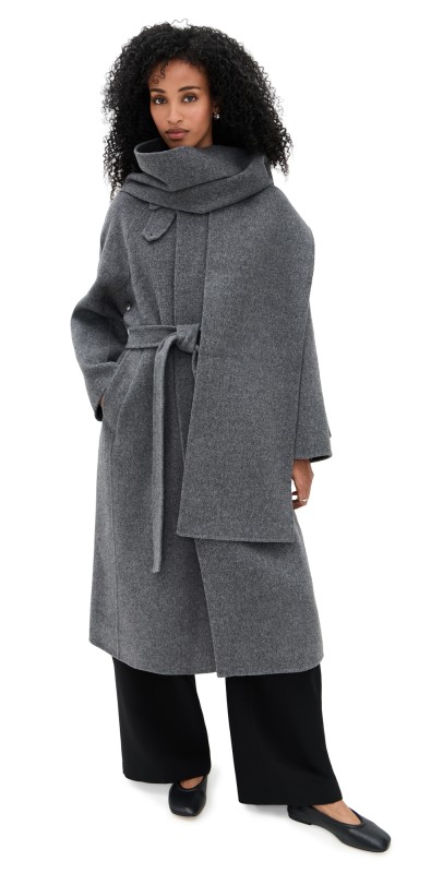 DUNST Muffler Mac Coat Melange Grey
