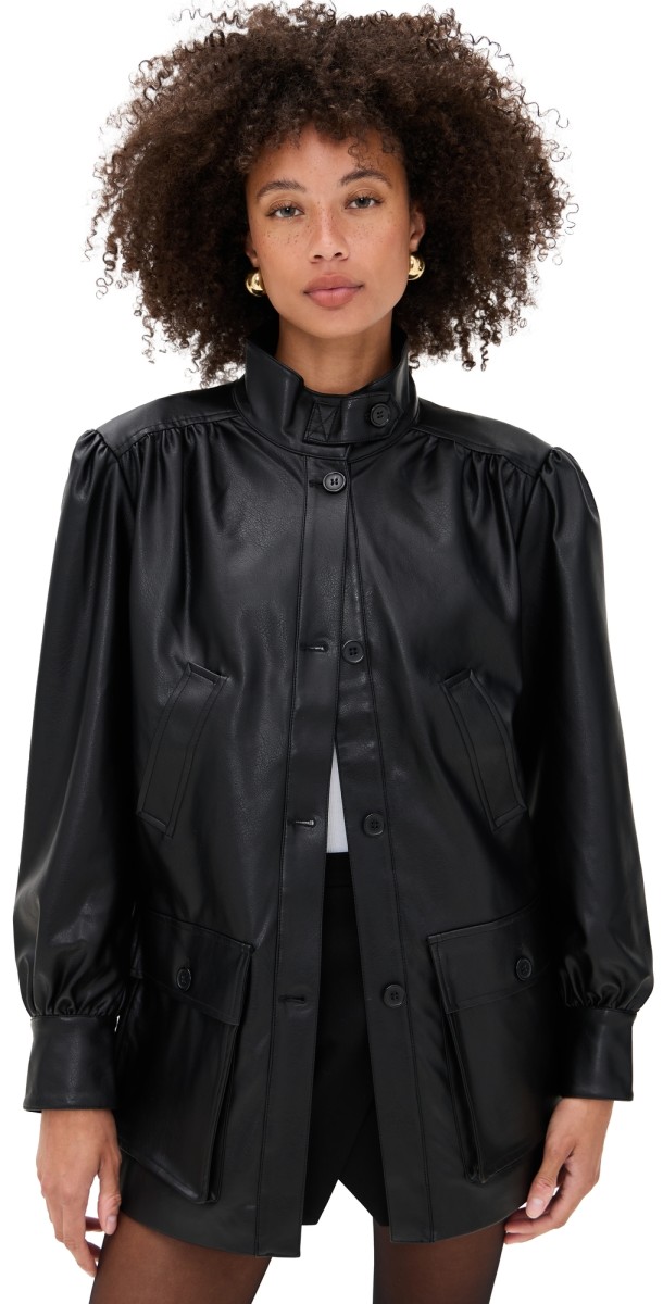 BARDOT Clements Vegan Leather Jacket Black