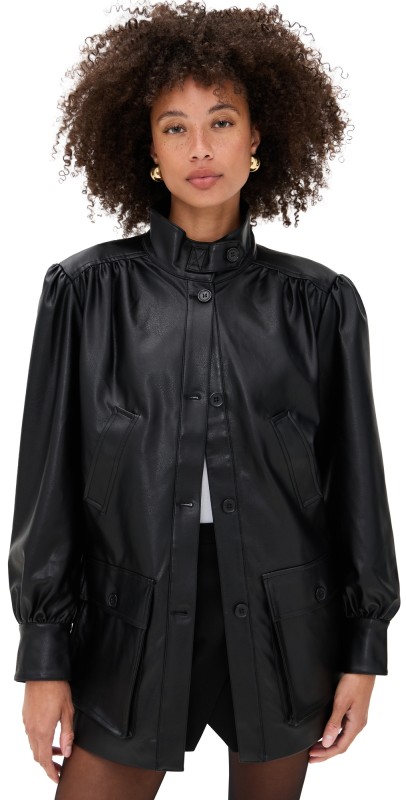 BARDOT Clements Vegan Leather Jacket Black