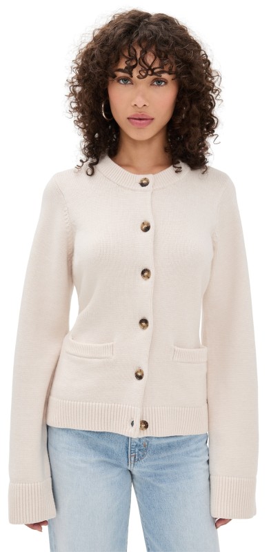 Good American Button Front Knit Cardigan Chili001