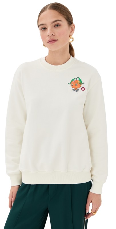 Casablanca Orange Mascot Patch Sweatshirt Off-White Loopback