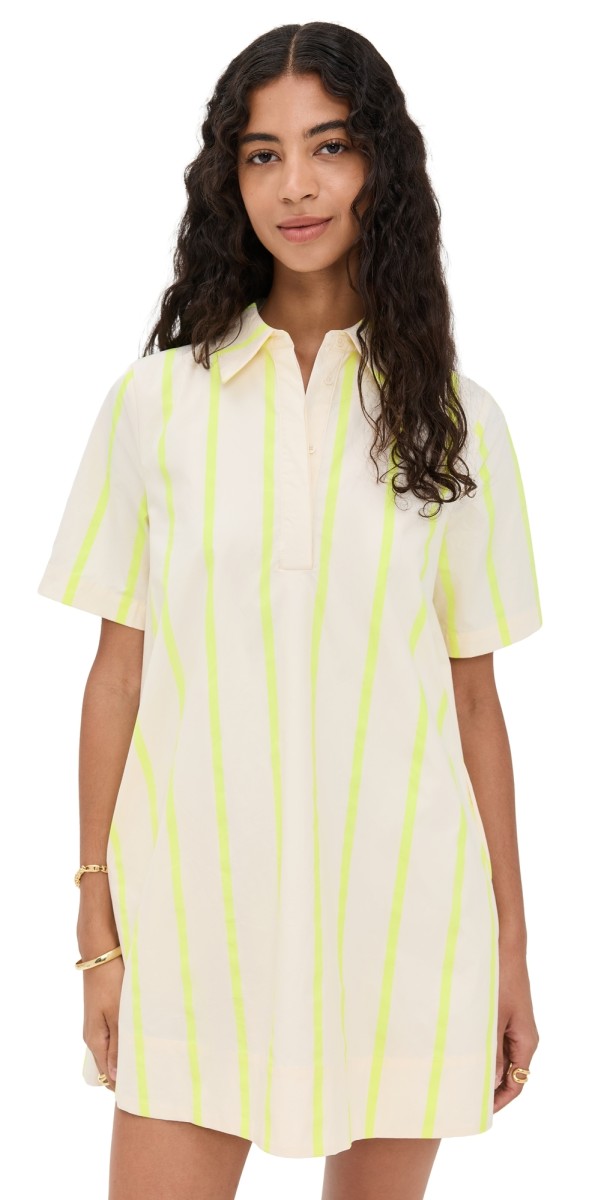English Factory Striped Kaftan Mini Dress Yellow Multi