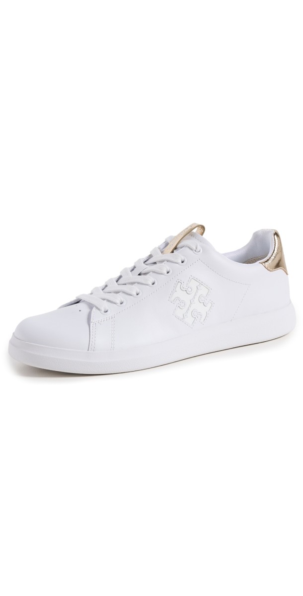 Tory Burch Double T Howell Court Sneakers Titanium White/Spark Gold
