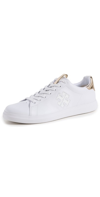 Tory Burch Double T Howell Court Sneakers Titanium White/Spark Gold
