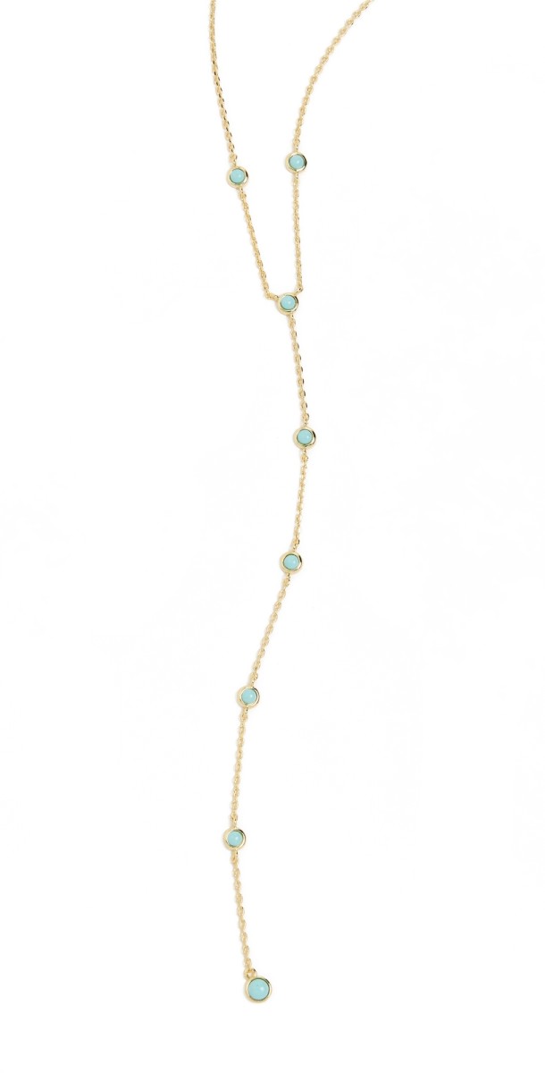 By Adina Eden Scattered Turquoise Bezel Lariat Necklace Turquois