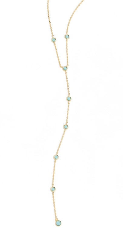By Adina Eden Scattered Turquoise Bezel Lariat Necklace Turquois