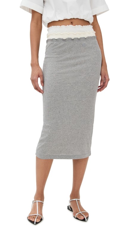 Jil Sander 3 Layered Mid Length Skirt Granite