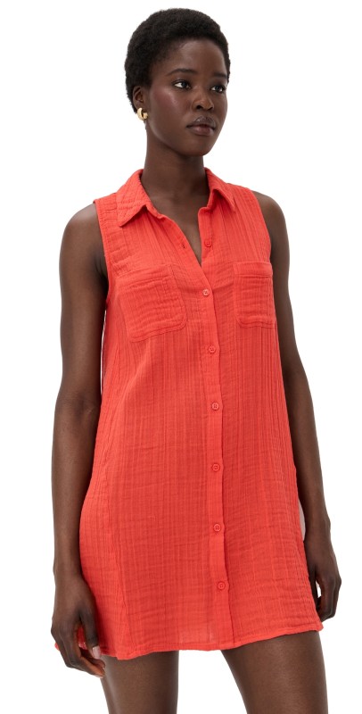 Z Supply New Light Mini Dress Cabana Red