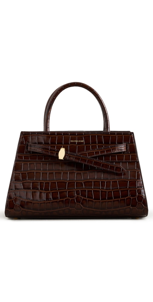 Veronica Beard Croc Embossed Veronica Beard Dash Bag Chestnut