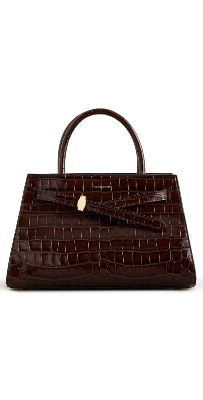 Veronica Beard Croc Embossed Veronica Beard Dash Bag Chestnut