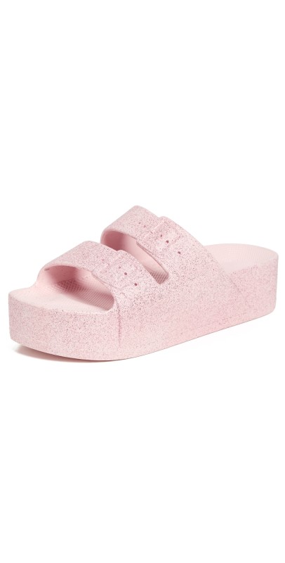 Freedom Moses Metallic High Platform Slides Rosie