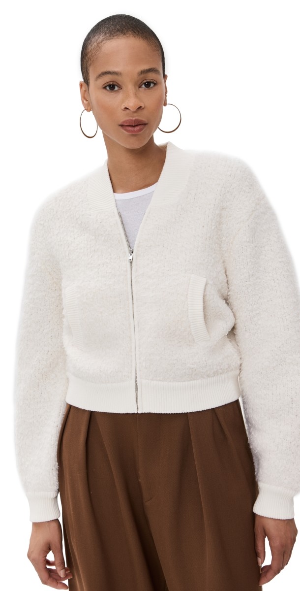 Sablyn Shrunken Sherpa Bomber Gardenia