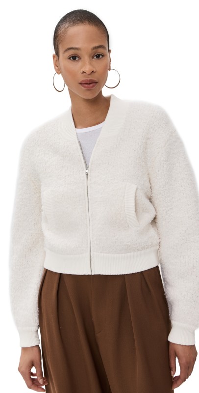 Sablyn Shrunken Sherpa Bomber Gardenia