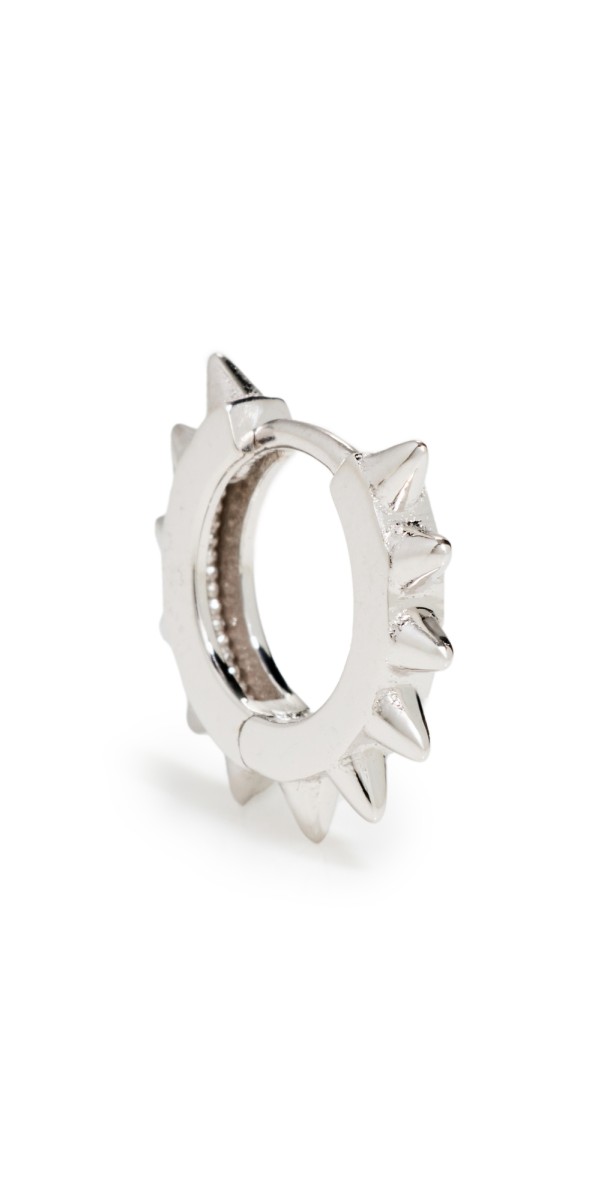Zoe Chicco 14k White Gold Single Spiked Hinged Huggie Hoop 14k White Gold