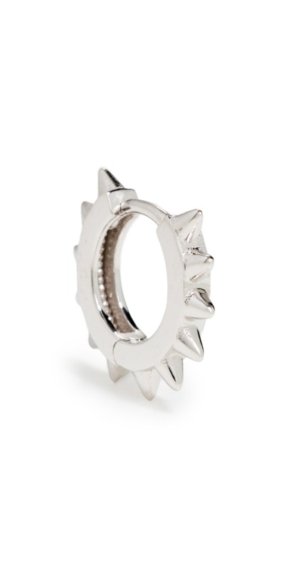 Zoe Chicco 14k White Gold Single Spiked Hinged Huggie Hoop 14k White Gold