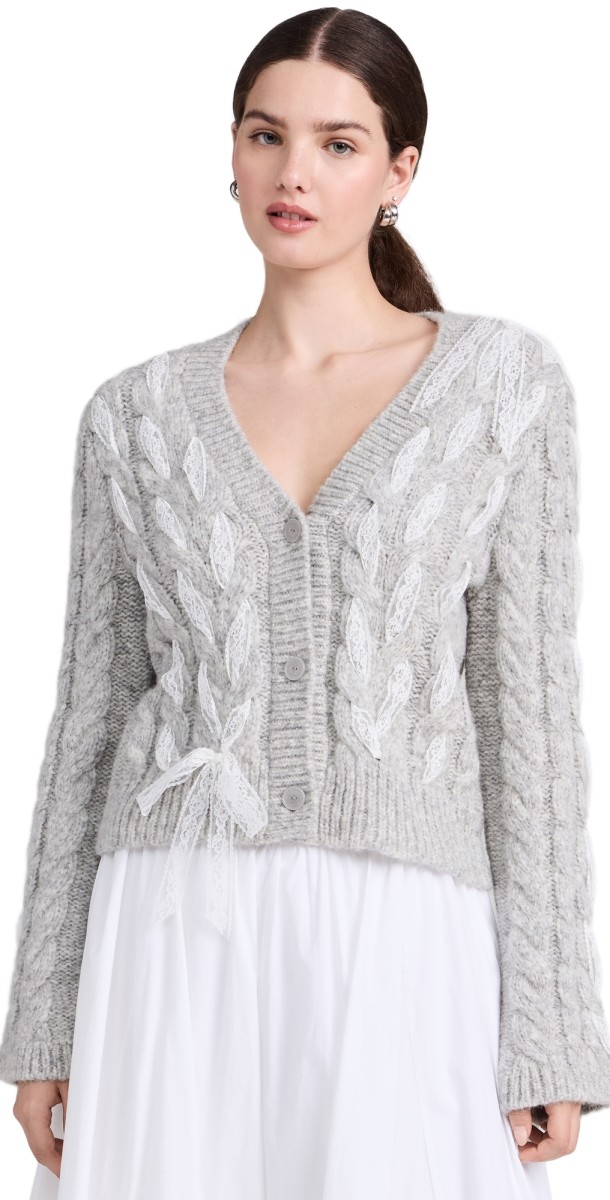 LoveShackFancy Louella Cardigan Silver Mist