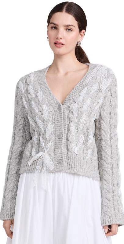 LoveShackFancy Louella Cardigan Silver Mist