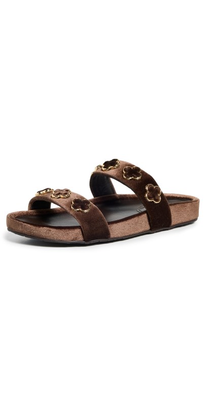 Larroudé Milan Piccolo Velvet Slides Expresso