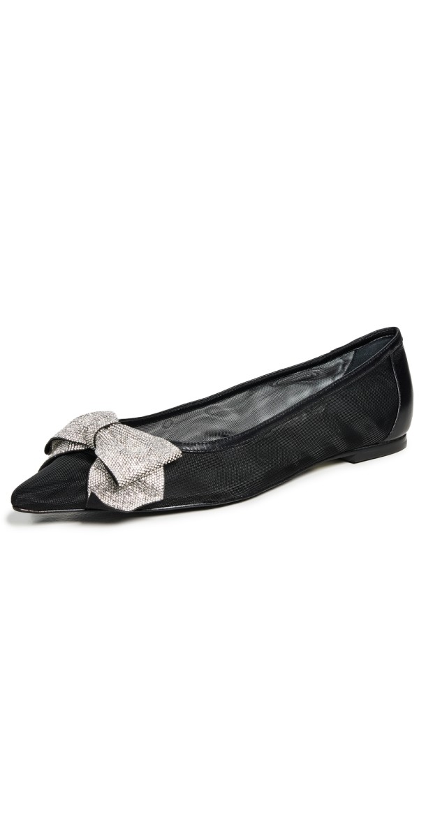 Schutz Lyla Mesh Bow Ballet Flats Black